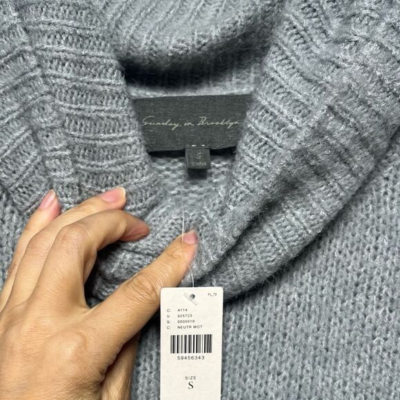 Anthropologie Sunday in Brooklyn Ashley Colorblocked Sweater Neutral Motif S NWT - Picture 6 of 13